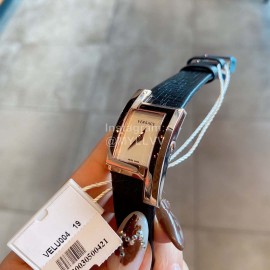 Versace Leather Strap Square Dial Watch