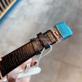 Versace Leather Strap Square Dial Watch