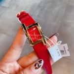 Versace Leather Strap Square Dial Watch Red