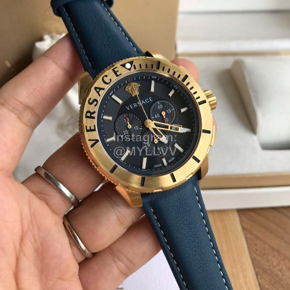 Versace Verg Series 43mm Dial Multifunctional Watch For Men Navy