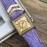 Versace Fashion Square Dial Leather Strap Watch Purple