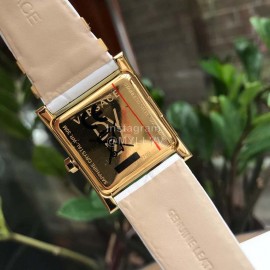 Versace Fashion Square Dial Leather Strap Watch White