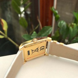 Versace Fashion Square Dial Leather Strap Watch White