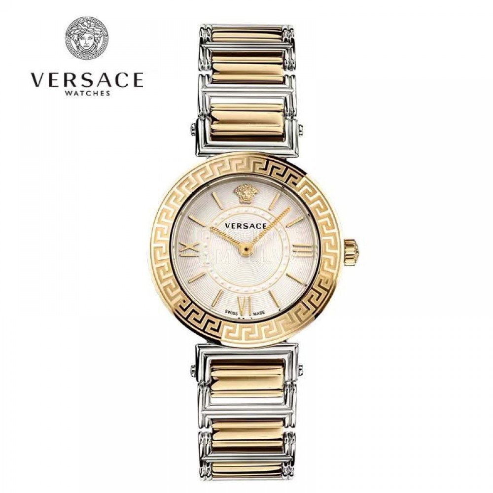 Versace Tribute Retro Roman Time Scale 35mm Dial Watch Gold