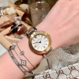 Versace Tribute Retro Roman Time Scale 35mm Dial Watch Gold