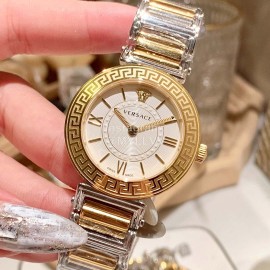 Versace Tribute Retro Roman Time Scale 35mm Dial Watch Gold