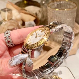 Versace Tribute Retro Roman Time Scale 35mm Dial Watch Gold