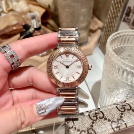 Versace Tribute Retro Roman Time Scale 35mm Dial Watch Rose Gold