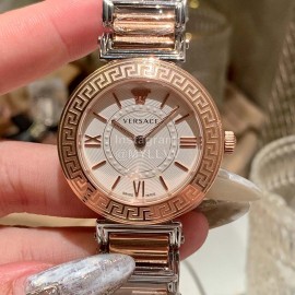 Versace Tribute Retro Roman Time Scale 35mm Dial Watch Rose Gold