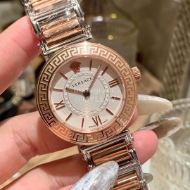 Versace Tribute Retro Roman Time Scale 35mm Dial Watch Rose Gold
