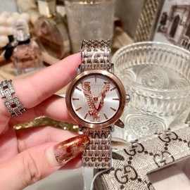 Versace Elegant V-Pointer Time Scale 36mm Dial Watch Rose Gold
