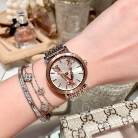 Versace Elegant V-Pointer Time Scale 36mm Dial Watch Rose Gold