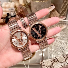 Versace Elegant V-Pointer Time Scale 36mm Dial Watch Rose Gold