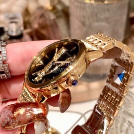 Versace Elegant V-Pointer Time Scale 36mm Dial Watch Gold