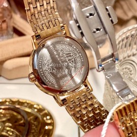 Versace Elegant V-Pointer Time Scale 36mm Dial Watch Gold