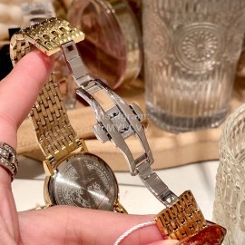 Versace Elegant V-Pointer Time Scale 36mm Dial Watch Gold