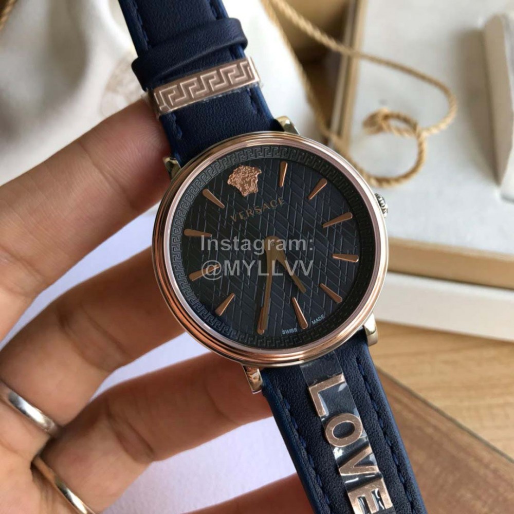 Versace The Manifesto “Love” Leather Strap Watch