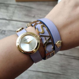 Versace Fashion 30mm Dial Leather Strap Watch For Women Purple