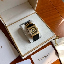 Versace Fashion Square Dial Leather Strap Watch For Women