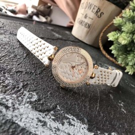 Versace Vanitas White Leather Strap Watch For Women