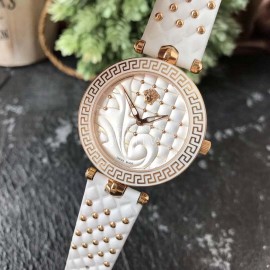 Versace Vanitas White Leather Strap Watch For Women