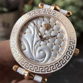 Versace Vanitas White Leather Strap Watch For Women