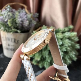 Versace Vanitas White Leather Strap Watch For Women