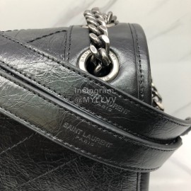 YSL Fashionable Oil Wax Leather Classic Shoulder Bag Black 498830