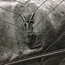 YSL Fashionable Oil Wax Leather Classic Shoulder Bag Black 498830