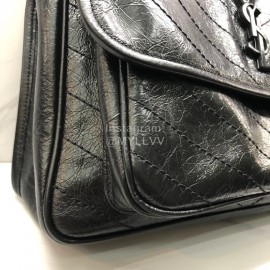 YSL Fashionable Oil Wax Leather Classic Shoulder Bag Black 498830