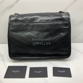 YSL Fashionable Oil Wax Leather Classic Shoulder Bag Black 498830