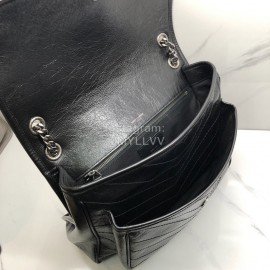 YSL Fashionable Oil Wax Leather Classic Shoulder Bag Black 498830