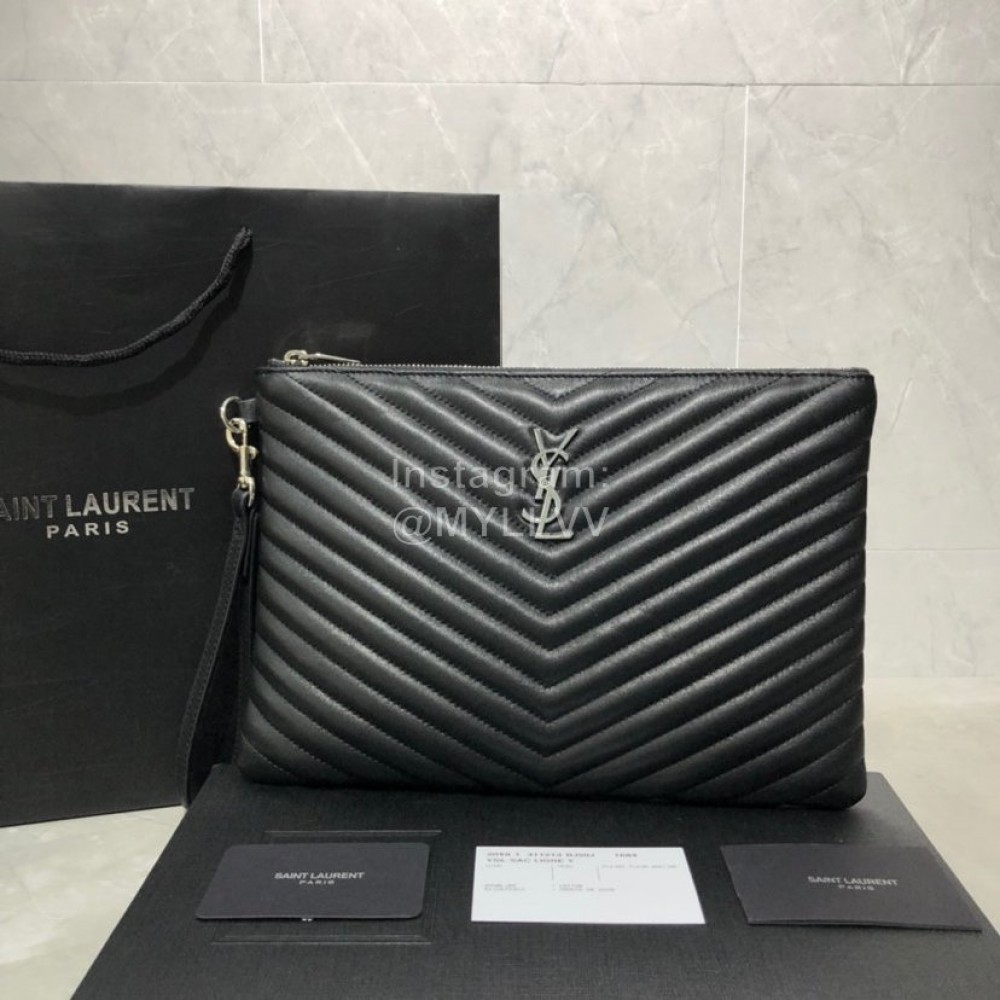 YSL Classic Calfskin Jacquard Stitching Fashion Black Handbag 413444