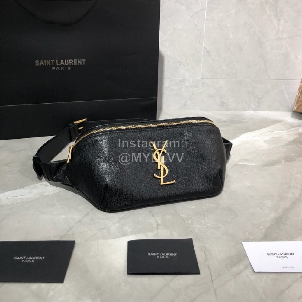 YSL Caviar Calfskin Black Leather Waist Bag Chest Bag 569737