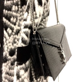 YSL Black Crocodile Leather Silver Chain Bag For Women