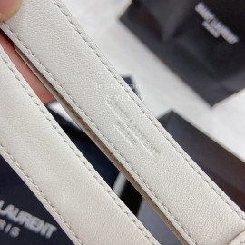 Ysl Plain Calf Vintage Gold Pin Buckle 20mm Belt For Women White