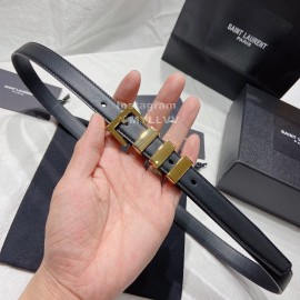 Ysl New Nappa Calf Leather Gold Pin Buckle 20mm Belt For Women Black