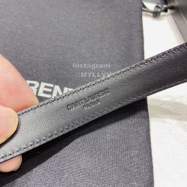 Ysl New Nappa Calf Leather Gold Pin Buckle 20mm Belt For Women Black