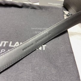 Ysl New Nappa Calf Leather Silver Pin Buckle 20mm Belt For Women Black