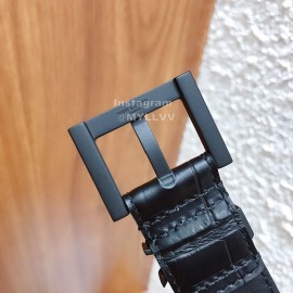 Ysl Black Calf Leather Vintage Black Buckle 30mm Belt For Women 