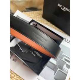 Ysl Calf Leather Square Needle Copper Buckle 30mm Belt For Women 