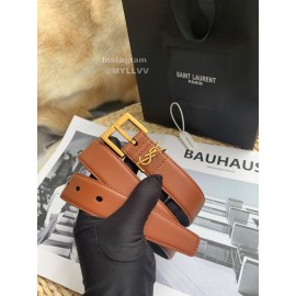 Ysl Calf Leather Square Needle Copper Buckle 30mm Belt For Women 