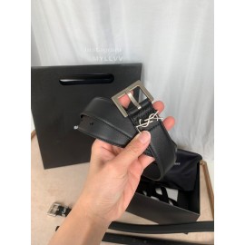 Ysl Vintage Calf Leather Silver Needle Buckle Belt 