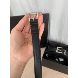 Ysl Vintage Calf Leather Silver Needle Buckle Belt 