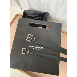 Ysl Vintage Calf Leather Silver Needle Buckle Belt 