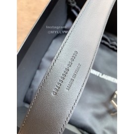 Ysl New Black Calf Leather Vintage Silver Pin Buckle 30mm Belt 