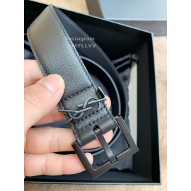 Ysl Calf Leather Vintage Black Pin Buckle 30mm Belt 