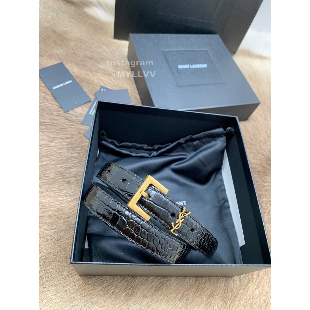 Ysl Fashion Cowhide Vintage Pin Buckle 20mm Belt Black