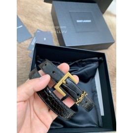 Ysl Fashion Cowhide Vintage Pin Buckle 20mm Belt Black