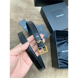 Ysl Fashion Cowhide Vintage Pin Buckle 20mm Belt Black